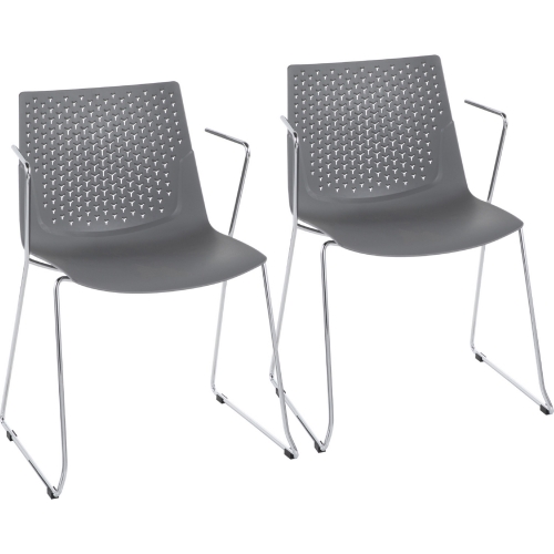 Matcha Accent Chair in Grey Poly on Chrome (Set of 2)